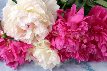 A fresh bouquet of pink peonies