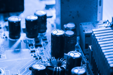 Abstract, Close up at electronic circuits, we see the technology of the mainboard, which is the important background of the computer.
(logic board,cpu motherboard,Main board,system board,mobo)