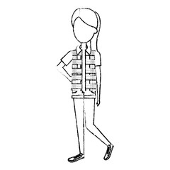 beautiful and young woman character vector illustration design