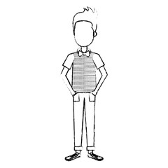 young man model avatar character vector illustration design