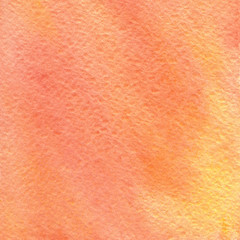 Hand painted watercolor texture of warm colors: red, orange and yellow. Usable as a background for designs.