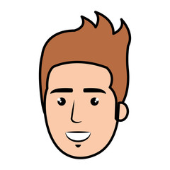 young man head avatar character vector illustration design