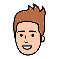 young man head avatar character vector illustration design