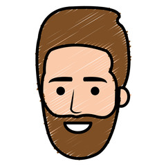 young man head avatar character vector illustration design