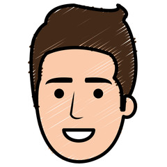 young man head avatar character vector illustration design