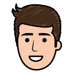young man head avatar character vector illustration design