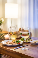 The food on the table and wine