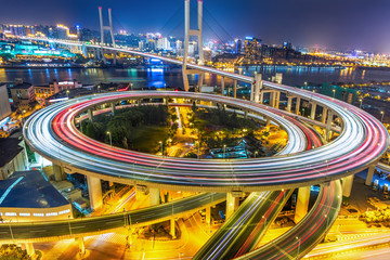 Fototapeta na wymiar Shanghai overpass at night in China.