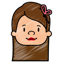 cute little girl head character vector illustration design