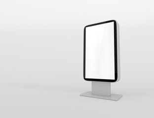 Outdoor Advertising Stand Display (empty banner lightbox) - mockup template isolated on white. 3D rendering
