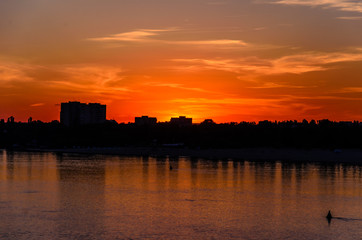 Fototapeta na wymiar Beautiful sunset over the river Dnieper