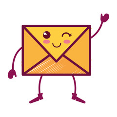 envelope mail kawaii character vector illustration design