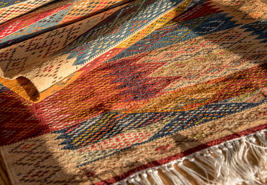 Oriental Colored Berber Carpet From Saharan Tribe, Morocco