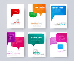 set of A4 covers with multi-colored bubbles talking.