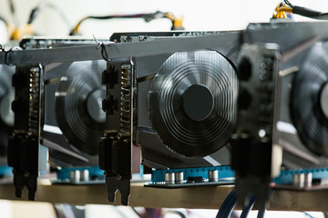 Computer with graphic cards for bitcoin mining