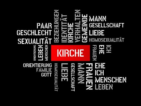 KIRCHE - Bilder mit Wörtern aus dem Bereich Homosexualität, Wort, Bild, Illustration