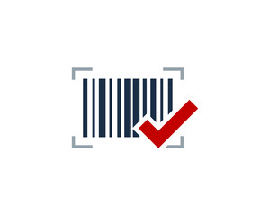 Barcode Check Icon Logo Design Element