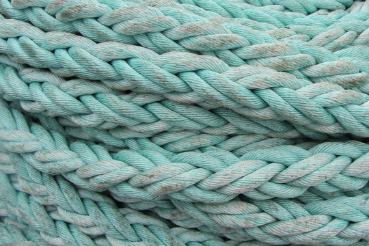 Light-blue sea hemp rope, background, close-up