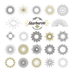 Rays and starburst design elements - obrazy, fototapety, plakaty