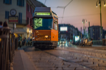 Naklejka na ściany i meble Street view with tram