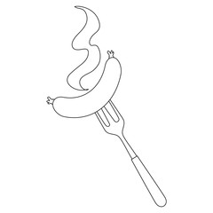 fork with sausage icon over white background vector illustration