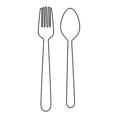 spoon and fork icon over white background vector illustration