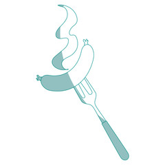 fork with sausage icon over white background vector illustration