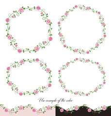 Pink roses, decorative frames.