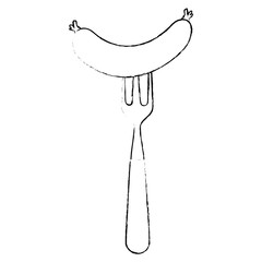 fork with sausage icon over white background vector illustration