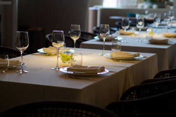 dish spoon fork on table at restaurant