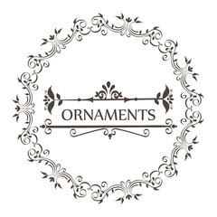 Ornaments sign with ornamental border and round frame over white background vector illustration