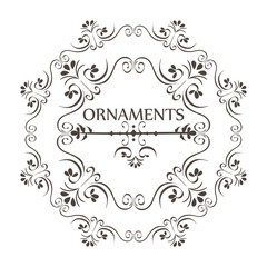 Ornaments sign with beautiful border and round frame over white background vector illustration