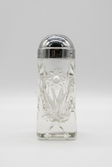 Antique silver cap crystal glass saltshaker