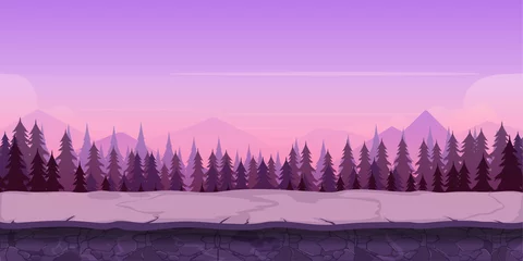 Meubelstickers Achtergrond voor je spel, gemaakt in moderne paarse kleuren. Zonsondergang en schemering tijd. © 2dvill