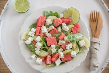 Salat mit Melone und Feta 