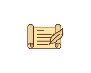 Paper Scroll Quill Icon Logo Design Element