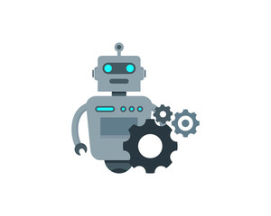 Robot Work Icon Logo Design Element