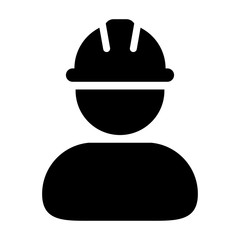 Construction Worker Icon Vector Person Profile Avatar in Glyph Pictogram illustration