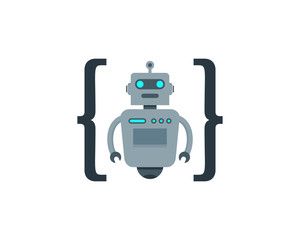 Robot Code Icon Logo Design Element