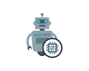 Robot Chip Icon Logo Design Element