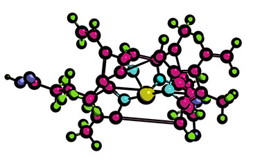 Molecular structure of heme B, 3D rendering