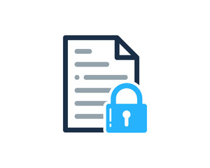 Document Lock Icon Logo Design Element