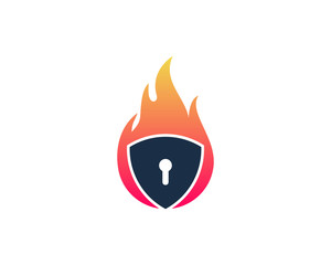 Lock Fire Icon Logo Design Element