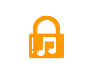 Music Lock Icon Logo Design Element