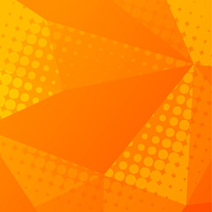 abstract orange summer background, polygon and halftone effect