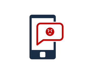 Mobile Angry Social Media Icon Logo Design Element