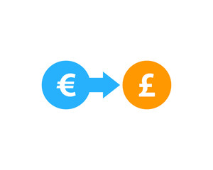 Euro To Poundsterling Change Stock Market Business Icon Logo Design Element
