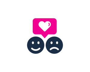 Happy And Sad Love Testimonial Icon Logo Design Element