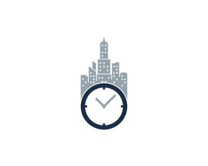 City Time Icon Logo Design Element