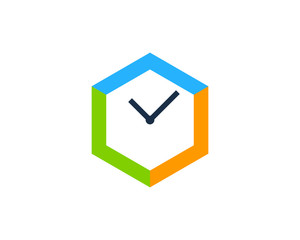 Hexa Time Icon Logo Design Element